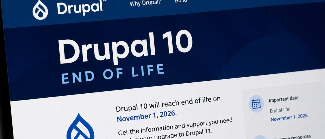 Drupal 10 end of life timeline showing the December 9, 2026 deadline and the upgrade path to Drupal 11