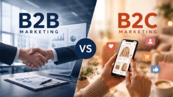 B2B vs B2C marketing: the structural differences between marketing to businesses and marketing to consumers, including audience, buying process, message, and channel