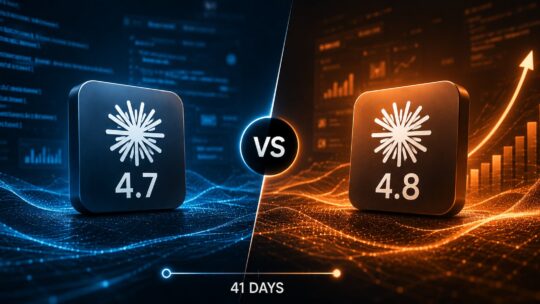 Claude Opus 4.7 vs 4.8 side-by-side comparison: release dates 41 days apart (April 16 vs May 28, 2026), shared standard pricing at $5/$25 per million input/output tokens, 4.8's 4x lower code-flaw rate, Dynamic Workflows in Claude Code with hundreds of parallel subagents, the effort control dial on claude.ai and Cowork, and 4.7's higher-resolution image support that 4.8 inherited.