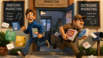 Inbound vs outbound marketing: the difference between attracting prospects through content and search vs. reaching out to them through cold outreach and advertising