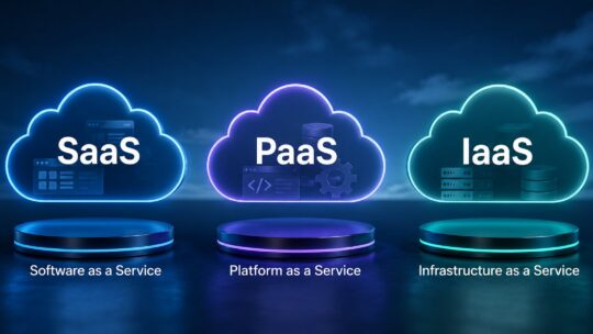 SaaS vs PaaS vs IaaS comparison: the three cloud service models showing the responsibility split between cloud provider and customer at each abstraction layer