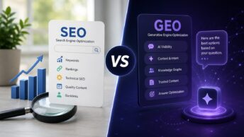 SEO vs GEO: the strategic comparison between traditional Search Engine Optimization that targets ranking positions in Google's blue-link results and Generative Engine Optimization that targets citation in Google AI Overviews, ChatGPT search, Perplexity, and other AI-mediated answer surfaces, covering the substantial overlap in foundational practices (Core Web Vitals, structured data, E-E-A-T quality signals, authoritative content depth), the genuine divergences in content patterns (extractable question-answer format, source citation hygiene, comprehensive topical coverage), the traffic-economics implications of zero-click AI answers replacing clicks to ranking pages, and the practical content strategy that lets a single piece of work serve both surfaces well.
