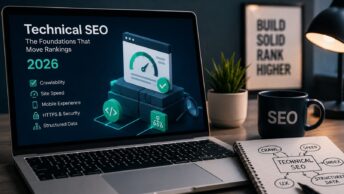 Technical SEO in 2026: the foundational infrastructure layer that determines whether Google can crawl, index, and rank your content, covering Core Web Vitals (Largest Contentful Paint, Interaction to Next Paint, Cumulative Layout Shift), the mobile-first indexing default that has applied for nearly a decade, structured data and Schema.org markup that powers rich results and AI Overviews citations, JavaScript rendering behavior under Googlebot, robots.txt and XML sitemap fundamentals, the internal linking architecture that distributes authority through your site, and the Google Search Console diagnostic workflows for finding and fixing the technical issues that depress rankings.