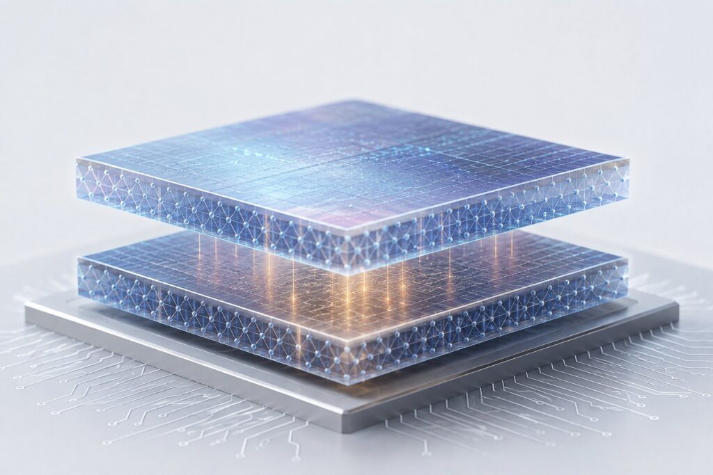 IBM's first sub-1nm chip, announced June 25, 2026: a working 7-angstrom (0.7nm) test chip built with a new nanostack architecture that stacks transistors vertically in two nanosheets rather than shrinking them, packing nearly 100 billion 3D-stacked transistors onto a fingernail-sized chip with twice the density of IBM's 2nm node and up to 50 percent more performance or 70 percent better energy efficiency, shown as a research demonstration with mass production estimated around five years away.