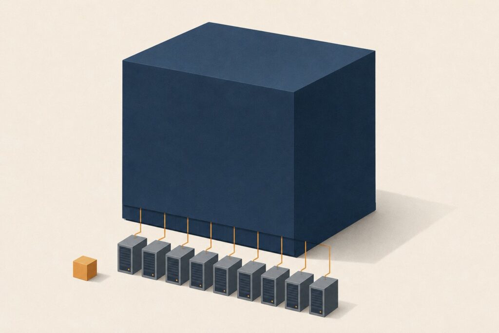 Self-hosting Kimi K3: the 2.8 trillion parameter open-weight model ships as roughly 594GB of MXFP4 weights, and because mixture-of-experts sparsity reduces compute per token rather than resident memory, every expert must stay loaded, putting the practical hardware floor at a multi-GPU server node rather than a workstation.